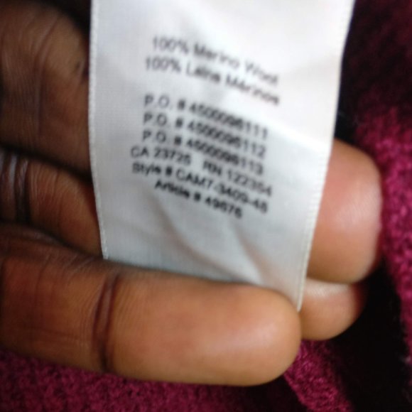 Wool Sweater, 100%Merino Wool Knit Sweater, Wool Jumper, Burgundy Bordeaux, Med - Picture 8 of 8